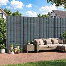 Outsunny 2Pcs Privacy Garden Screen Fence, Windbreak Fence with Clips, Grey