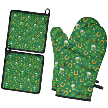 Ensemble de 2 maniques et gants de cuisine, résistants à la chaleur jusqu'à 200 C (392 F).