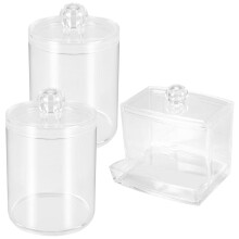 Distributeur de rangement pour cotons-tiges Quaqdae, pot transparent avec couvercle, idéal pour la salle de bain.