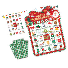 24 Player Festive Bingo Game Set 33 Pieces Family Holiday Activity With Number Tokens