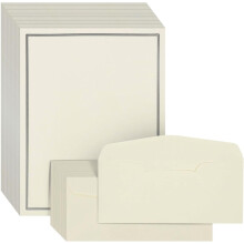72 Piece Stationery Set for Writing Letters with 48 Ecru and Black Border Paper Sheets and 24 Envelopes (8.5 x 11 In Stationery Paper)