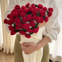 Crochet Flower Bouquet Blanket, Handmade Knitted Rose Throw, Romantic Gift for Her – Valentine's, Mother's Day, Birthday, Wedding – 31.5", Red