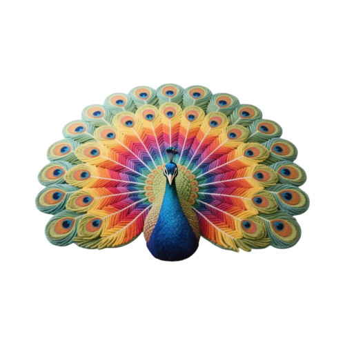 3D Peacock Floral Doormat, Αντιολισθητικό Χαλί Εισόδου 24x24 ιντσών για Εσωτερική/Εξωτερική 2