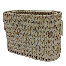 Elegante rieten toiletpapierhouder met deksel, smalle badkamerorganizer voor 6 tot 9 rollen, draagbaar voor in de kast.