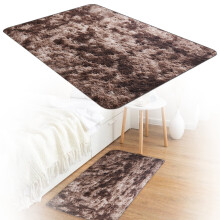 Tapis en fausse fourrure shaggy duveteuse 51 x 81 cm, tapis moelleux à poils longs teint par nouage pour salon, chambre, dortoir – antidérapant,