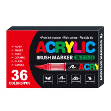 Acrylic Paint Pens Set – Soft Brush Tip, Washable, for Rock/Wood/Fabric/Canvas, DIY Crafts (12/24/36/48 Colors)