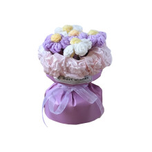 Handknitted Yarn Bundle & Crochet Flower Bouquet Kit – Puff Yarn Flowers for Valentine's, Mother's Day, Birthday, Wedding
