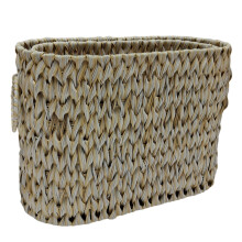 Panier de rangement élégant en osier pour papier toilette avec couvercle, organisateur de salle de bain étroit pour 6 à 9 rouleaux, portable pour