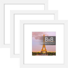 8x8 hvit bilderamme med HD-glass og passepartout
