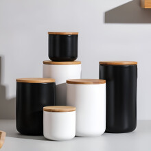 Bocal de rangement en céramique ACDANC, boîte de cuisine avec couvercle, noir