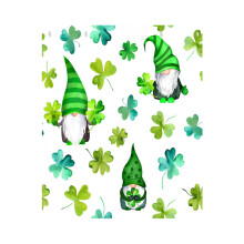 St Patricks Day Throw Blanket Super Soft Flannel Fleece with Clovers Shamrocks Design Green Gnome Decor for Bed Couch Living Room Home Decor