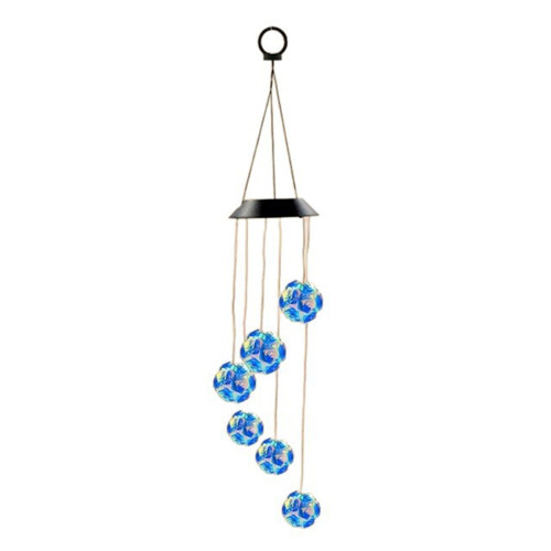 Solar Wind Chime Light Blue Outdoor Decor 1