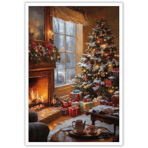 Affiche vintage rustique en toile représentant un sapin de Noël