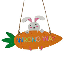 Paashaas en wortel wanddecoratie met touw – Vrolijk Pasen deurdecoratie, lentethema plaquette voor binnen/buiten