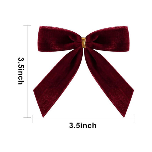 12 fluwelen kerststrikken 3,5" x 3,5"