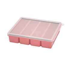 Bac à glaçons en silicone rose, 17,3 x 14,5 x 5,6 cm, avec couvercle. Idéal pour la congélation des aliments et des fruits.
