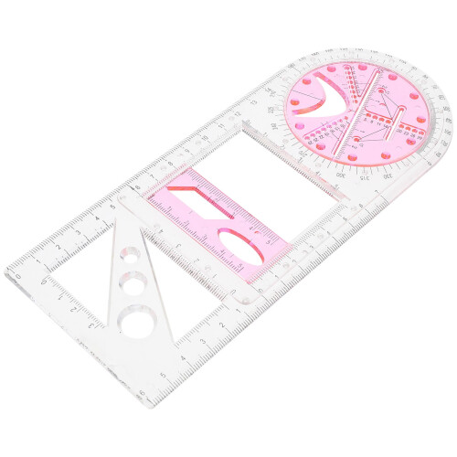 Righello in plastica rosa per disegno geometrico, ideale per matematica e design artistico.