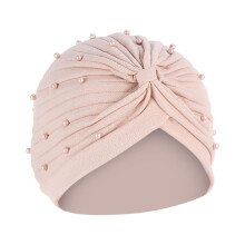 Pañuelo para la cabeza de color liso para mujer, primavera-verano, adornado con perlas, para uso diario. Suave y transpirable, estilo casual.