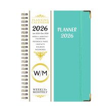 2025-2026Engelsk tidsplan A5Planner – Spiralnotesbog med skilleark, 8,3" x 5,8", version C-omslag, til toårig planlægning og organisering