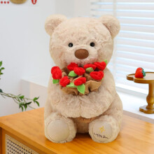 Cute2026Bamse Plys med Rød Rosebuket – Romantisk Bamse til Kæreste, Mor eller Veninde