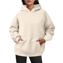 Damtröjor, Stora tröjor, Pullover-huvtröjor, Sammetströjor, Långärmade med fickor för vinter- och höstkläder, Z03Beige, XL