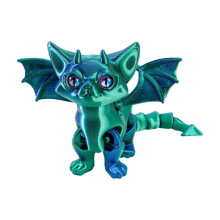 Figurine de chat-dragon fantastique imprimée en 3D, statue de collection unique peinte à la main, décoration de créature mythique gothique,