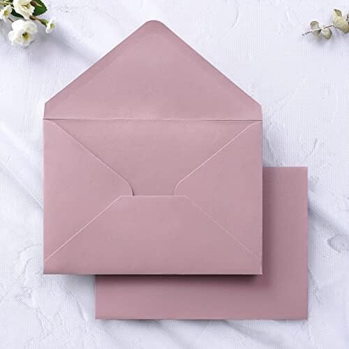 Envelopes A7 rosa-pó fosco 5,25 x 7,25 polegadas, 50 unidades