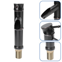 Elegant Bamboo Shape Black Copper Faucet Hot and Cold Water Kitchen Basin Faucet