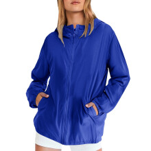 Dames casual windjack met ritszakken, lichtgewicht winddichte bovenkleding voor wandelen, maat XL, blauw