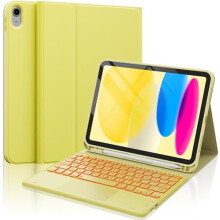 iPad-hoes voor de 10e generatie met toetsenbord, 7-kleuren achtergrondverlichting, trackpad, uitklapbare standaard en penhouder — Compatibel met