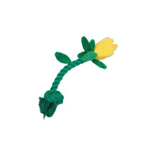 Peluche de rosa para perro con chirriador y cuerda.