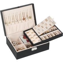 RUseeN Schmuckkästchen-Organizer für Mädchen, Ohrring-Organizer-Box, Ohrringhalter-Organizer für Mädchen und Frauen, Schmuckset, Schwarz