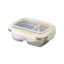 Boîte à goûter réutilisable et étanche en acier inoxydable à 2 compartiments avec couvercles – Idéale pour la maison, le bureau et les