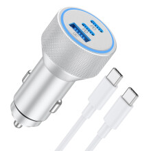 67W 3-Port USB-C Car Charger for iPhone 17/16/15 Pro Max, includes 3ft C-to-C cable — compatible with iPhone 17/17 Pro/Air/16/15 Pro Max/Plus/16e &