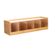 Boîte à thé en bambou avec compartiments séparés, kaki