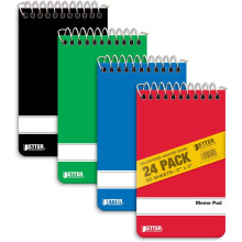 Spiral notesblokke, 24 stk., 7,5 x 13,5 cm, 60 ark, College Rule, af, assorterede ensfarvede, 24 stk.