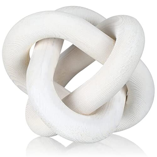 Table basse décorative en maille de chaîne avec nœud en bois blanc