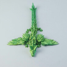 Figurine de dragon verte de 30 cm imprimée en 3D, dragon en cristal imprimé en 3D avec pierre précieuse