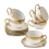 Πορσελάνινα ποτήρια καπουτσίνο 7oz με πιατάκια, χρυσά διακοσμητικά, σετ 6 τεμαχίων, 1