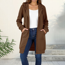 Chaqueta informal de manga larga con capucha para mujer. Mangas largas y capucha para desplazamientos diarios, actividades al aire libre o citas
