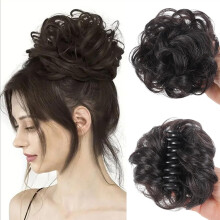 Lässiger, lockiger Dutt, Haarteil mit Haarspange für kurzes Haar, kurze, lässige, lockige Haarverlängerung für Frauen