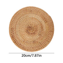 Set handgeweven rotan placemats – Rond, natuurlijke vezels, hittebestendig en antislip, 5 maten, donkerbruin