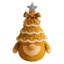 15 cm großes DIY-Häkelset für eine Weihnachtspuppe mit Baum-Schleife und Perlenverzierung – Anfängerfreundliches Bastelset für die Feiertage,