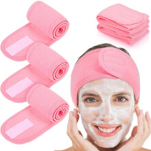 Miman4Counts Spa gezichtsbehandeling hoofdband hoofddoek badstof elastische handdoek voor bad, make-up en sport (grijs)