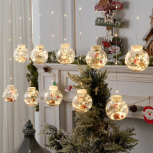 Vánoční světelná šňůra s koulemi přání, 300 cm, 10 skleněných koulí, vodotěsné, LED, pro vnitřní/venkovní použití, 3x AA baterie