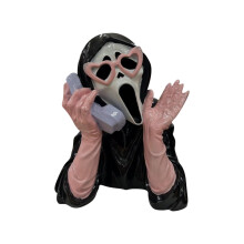 Statue de téléphone lumineuse en résine représentant une fille hurlante pour Halloween – Compatible avec 2025Decor