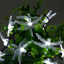 Venkovní zahradní solární řetězová světla, 6m30LED solární zahradní řetězová světla s vážkami, řetězová světla s vážkami,