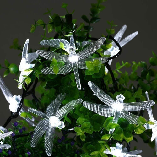 Εξωτερικά ηλιακά φώτα κήπου, 6m30LED ηλιακά φώτα κήπου με λιβελούλα, αδιάβροχο φως