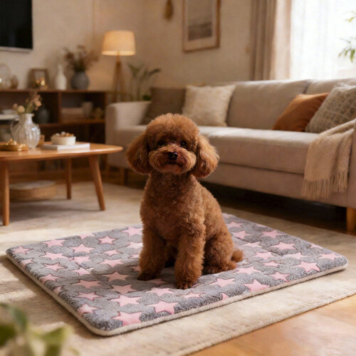 Stjernemønster hundeburunderlag – Vendbart, Vaskbart, 60x79cm 2