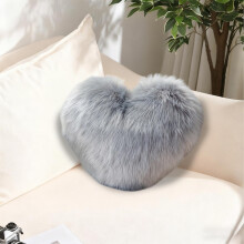 Coussin en forme de cœur, peluche longue en imitation laine, coussin mignon pour canapé ou table de chevet